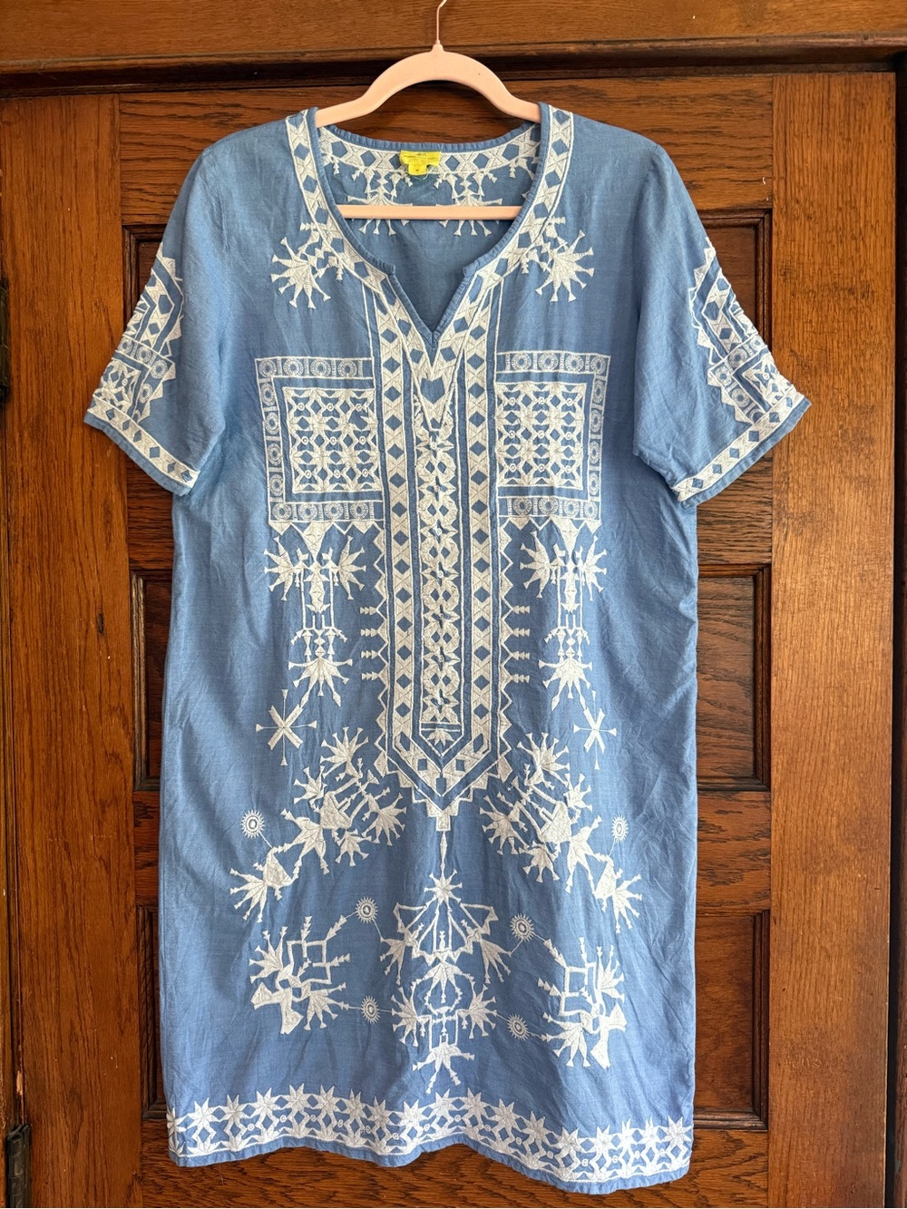 ROBERTA ROLLER RABBIT 100% Cotton Embroidered Tunic Dress Lightweight Boho M
